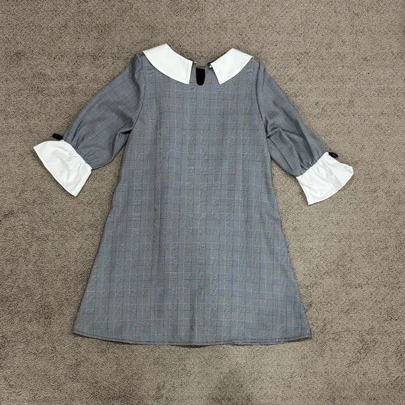Ank Rouge Japan brand schoolgirl Gray Plaid Dress White Collar black bow 4 US - Picture 8 of 8